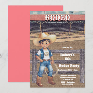 Western Rodeo Cowboy/Cowgirl Personalised Birthday Invitation