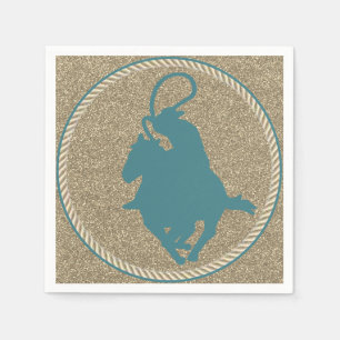 Western Rodeo Cowboy Cowgirl Roping Napkin