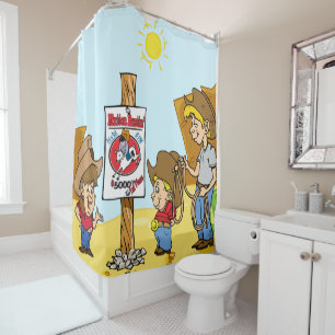 Western Rodeo Cowboy Kids Mutton Bustin Shower Curtain