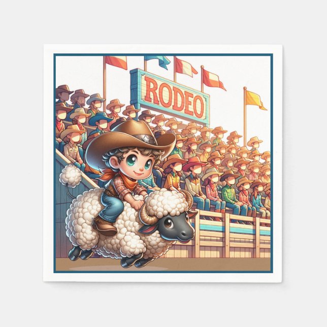 Western Rodeo Cowboy Mutton Busting Napkin (Front)