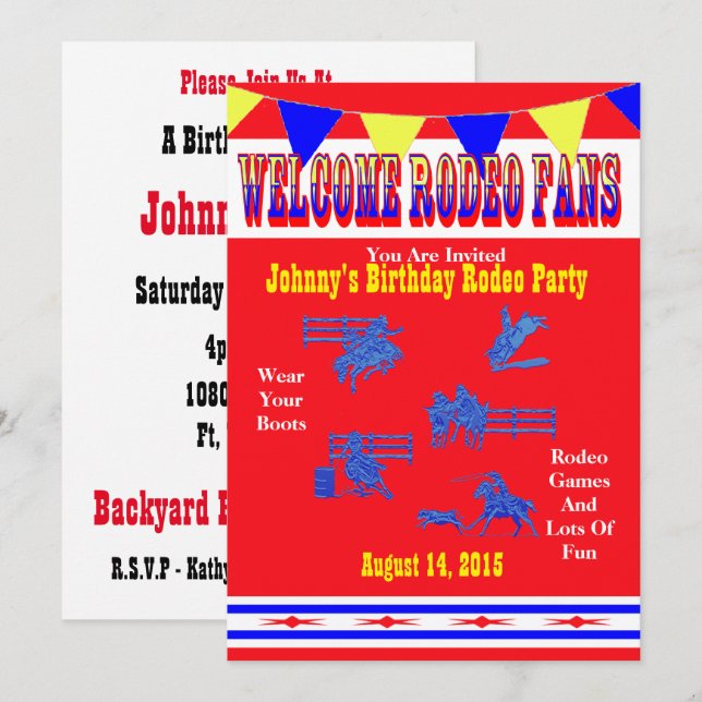 Western Rodeo Cowboy Or Cowgirl Party Invitation (Front/Back)