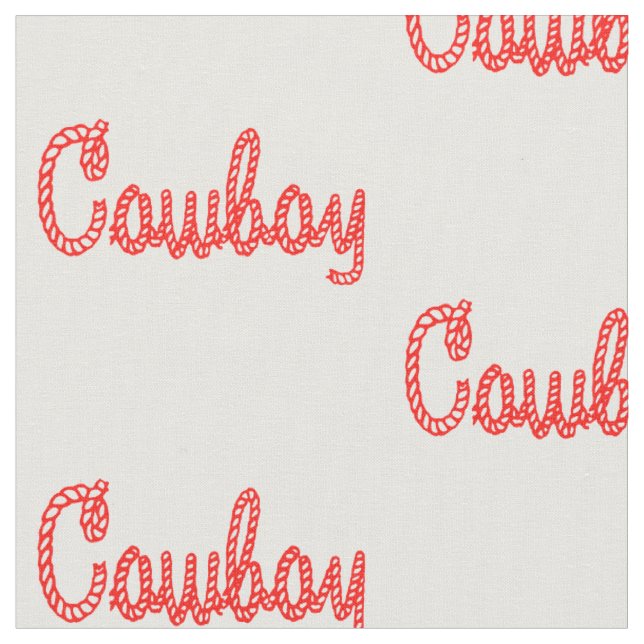Western Rodeo Cowboy Rope Text Print Fabric (Close Up)