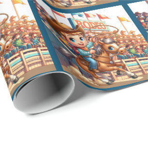 Western Rodeo Cowboy Roping Wrapping Paper