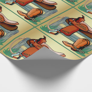 Western Rodeo Cowboy Saddle Boots Rope Son Wrapping Paper