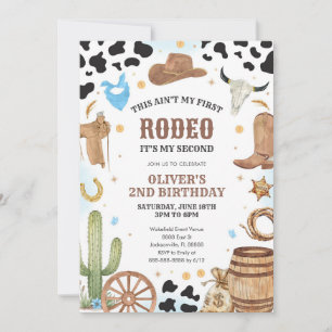Western Rodeo Cowboy Second Rodeo 2nd Birthday Invitation
