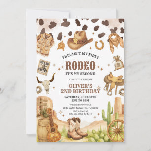Western Rodeo Cowboy Second Rodeo 2nd Birthday Invitation