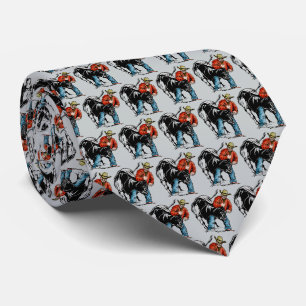 Western Rodeo Cowboy Steer Wrestling Men's Necktie
