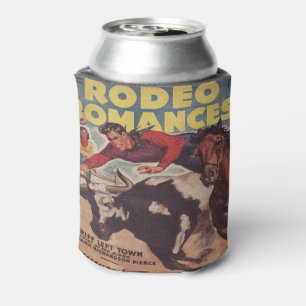 Western Rodeo Cowboy Steer Wrestling Rodeo Romance Can Cooler