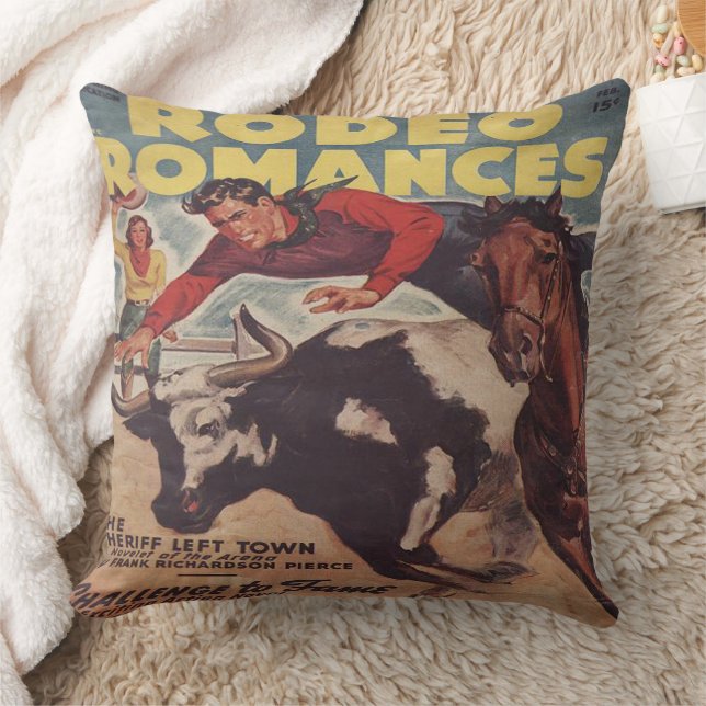 Western Rodeo Cowboy Steer Wrestling Rodeo Romance Cushion (Blanket)