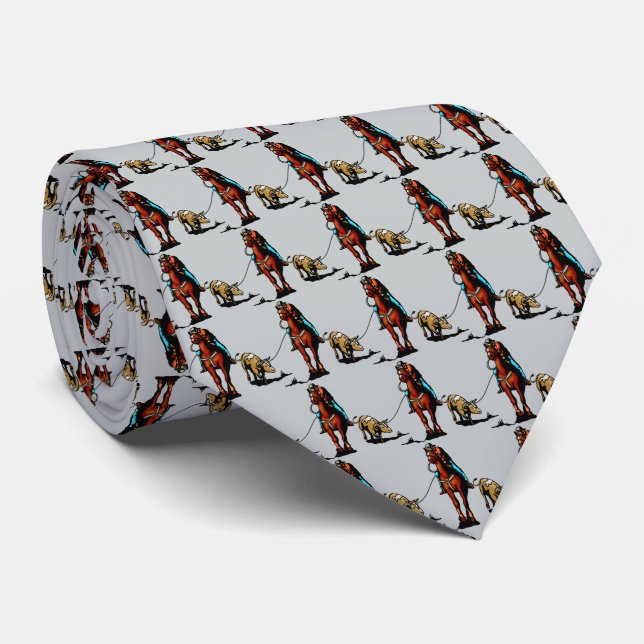 Western Rodeo Cowboy Team Roping Men's Necktie (Rolled)