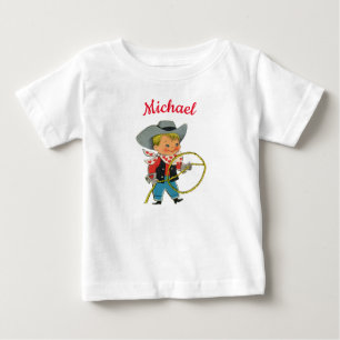Western Rodeo cowboy with personalised name   Baby T-Shirt