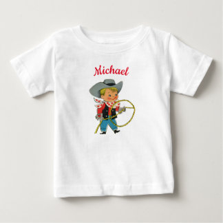 Western Rodeo cowboy with personalised name Baby T-Shirt