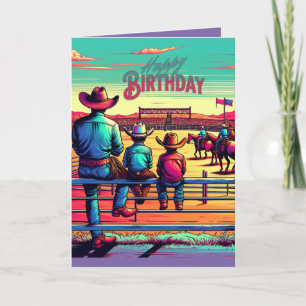 Western Rodeo Cowboys Personalised Birthday Card