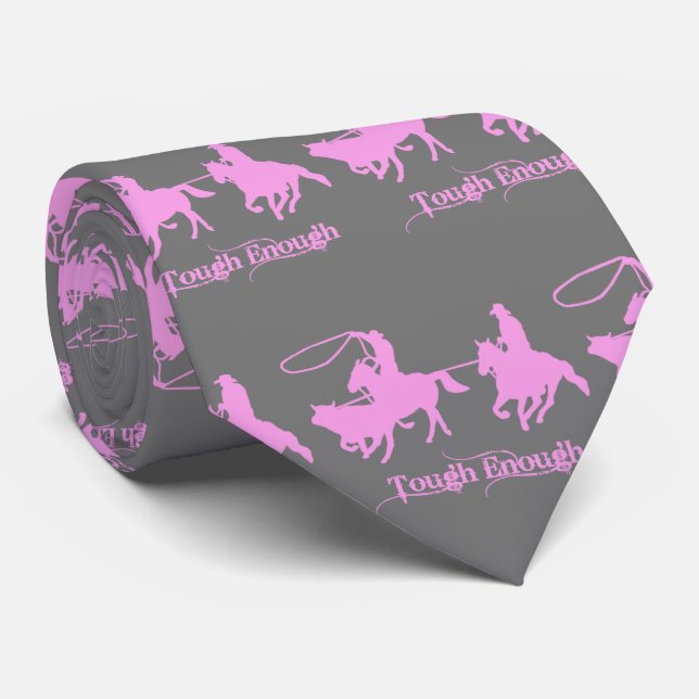 Western Rodeo Cowboys Team Roping Tough Enough  Tie (Rolled)