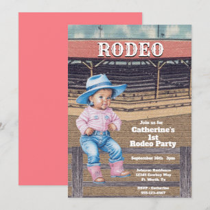 Western Rodeo Cowgirl 1st Birthday Invitation