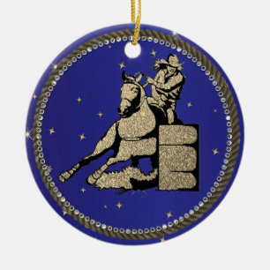 Western Rodeo Cowgirl Barrel Racing Ceramic Tree Decoration