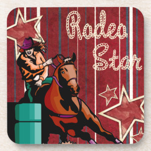 Western Rodeo Cowgirl Barrel Racing Rodeo Star Coaster