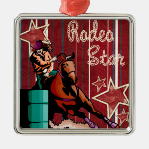 Western Rodeo Cowgirl Barrel Racing Rodeo Star Metal Tree Decoration