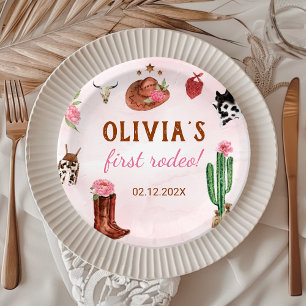 Western Rodeo Cowgirl Birthday Paper Plate