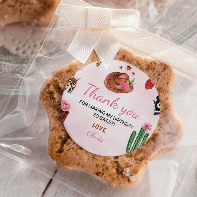 Western Rodeo Cowgirl Labels Birthday Stickers (Creator Uploaded)