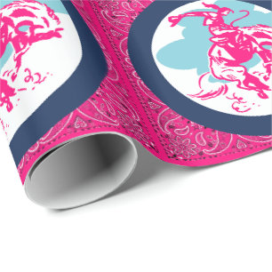 Western Rodeo Cowgirl On Bucking Horse Wrapping Paper