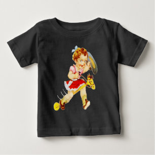 Western Rodeo Cowgirl on Stick Horse Baby T-Shirt