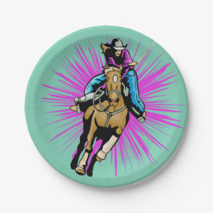 Western Rodeo Cowgirl Party Paper Plates