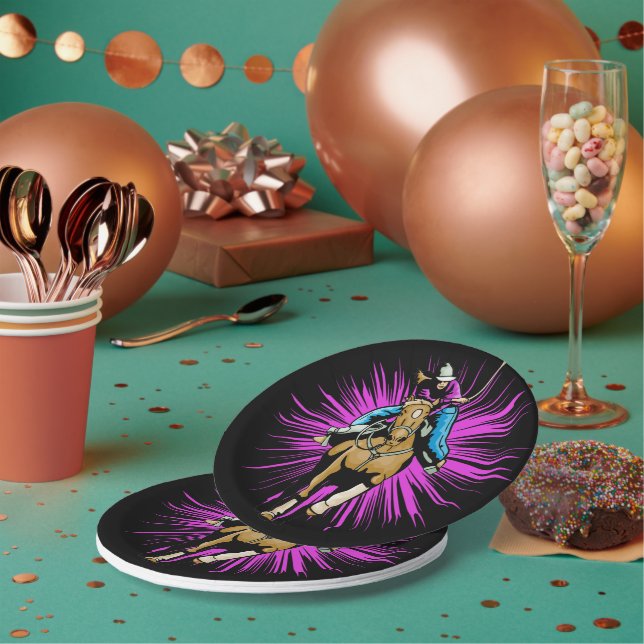 Western Rodeo Cowgirl Party Paper Plates (Multi)