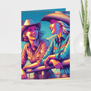 Western Rodeo Cowgirl Personalised Birthday Card