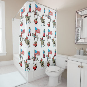 Western Rodeo Cowgirl Rodeo Queen On Horse Shower Curtain