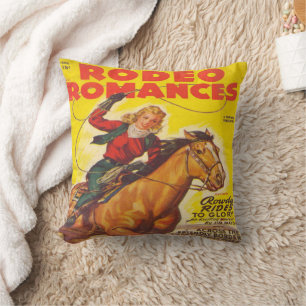 Western Rodeo Cowgirl Roping Rodeo Romance Cushion