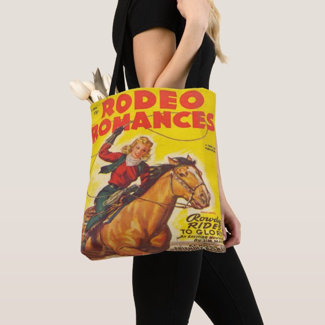 Western Rodeo Cowgirl Roping Rodeo Romance    Tote Bag (Close Up)