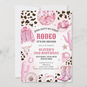 Western Rodeo Cowgirl Second Rodeo 2nd Birthday Invitation