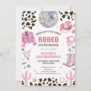Western Rodeo Cowgirl Second Rodeo 2nd Birthday Invitation