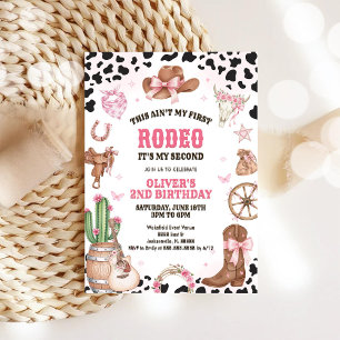 Western Rodeo Cowgirl Second Rodeo 2nd Birthday Invitation