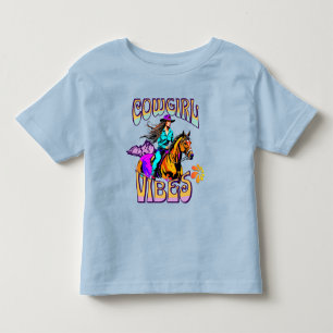 Western Rodeo Cowgirl Vibes and Horse Kids  Toddler T-Shirt