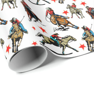 Western Rodeo Cowgirls On Horses Wrapping Paper