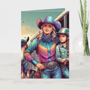 Western Rodeo  Cowgirls Personalised Birthday Card