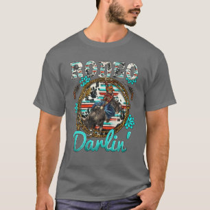 Western Rodeo Darling Turquoise Stone Serape Cowhi T-Shirt
