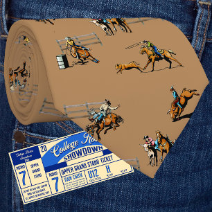 Western Rodeo Event Scene Cowboy Cowgirls Horses Tie