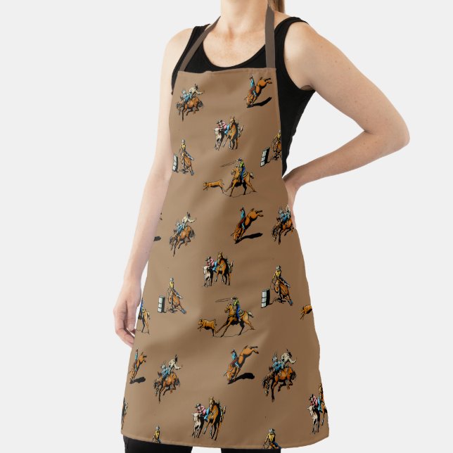 Western Rodeo Events Cowboys Cowgirls ANY COLOR Ap Apron (Insitu)