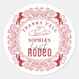 Western Rodeo First Birthday Favour Sticker