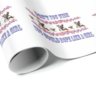 Western Rodeo Gift Wrapping Paper Cowgirl Roping