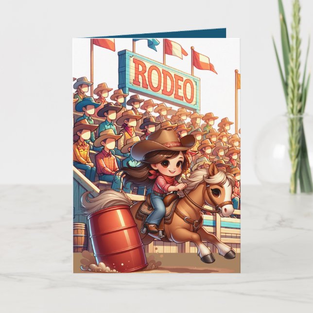 Western Rodeo Horse Cowgirl Barrel Racing Custom Card (Front)