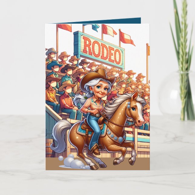 Western Rodeo Horse Cowgirl Grandmother Custom  Card (Front)