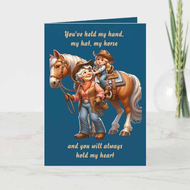 Western Rodeo Horse Cowgirl Grandmother Custom Card (Front)