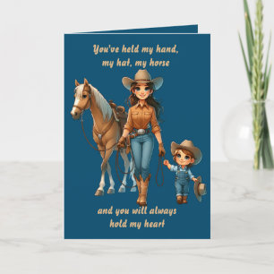 Western Rodeo Horse Cowgirl Mum and Child Custom Card