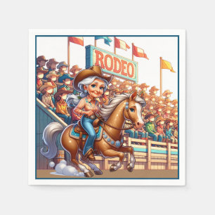 Western Rodeo Little Cowgirl Barrel Racing Napkin