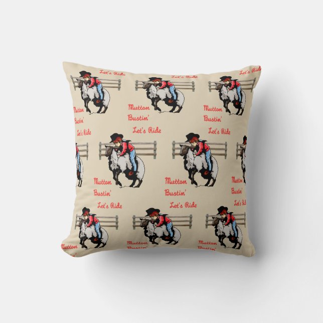 Western  Rodeo Mutton Bustin'  Kid Cushion (Front)