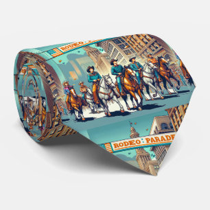 Western Rodeo Parade Horses Cowboys Thru Town Tie